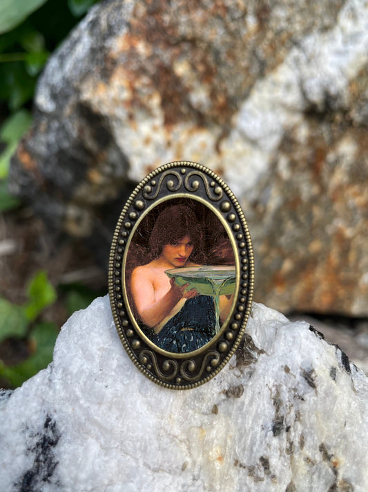 Circe Invidiosa Antiqued Bronze Adjustable Ring John William Waterhouse Witch Brass