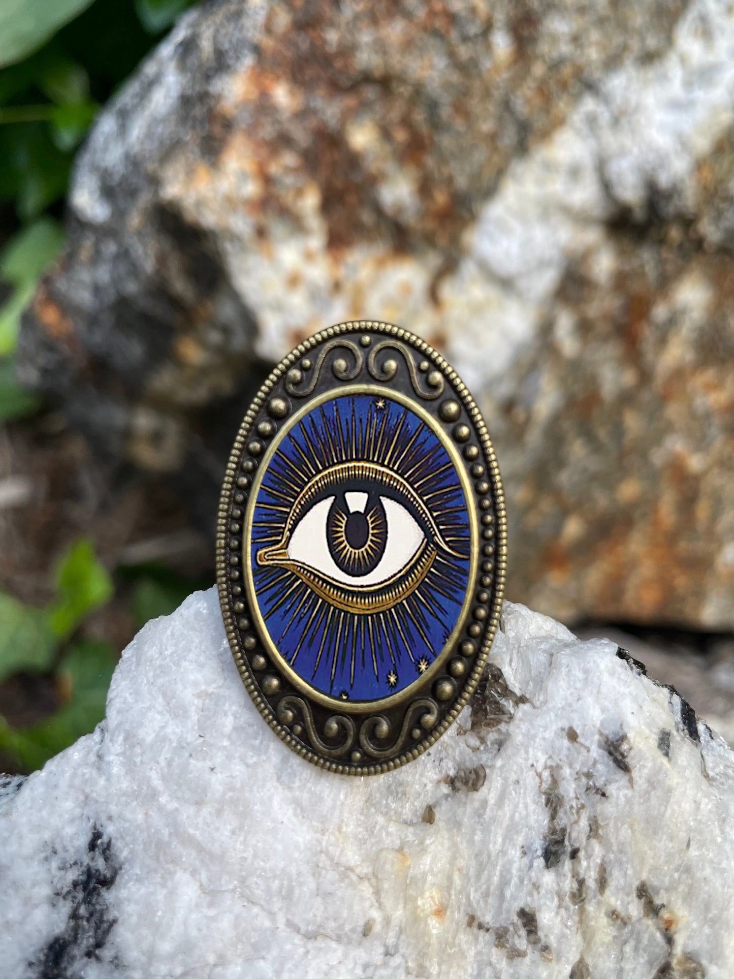 All Seeing Eye Occult Franz Von Stuck Illuminati Antiqued Bronze Adjustable Ring Brass