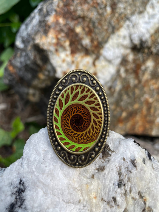 Tree of Life Spiral Antiqued Bronze Adjustable Ring Trippy Brass