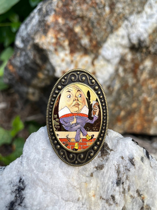 Humpty Dumpty Antiqued Bronze Adjustable Ring Storybook Nursery Rhyme Brass